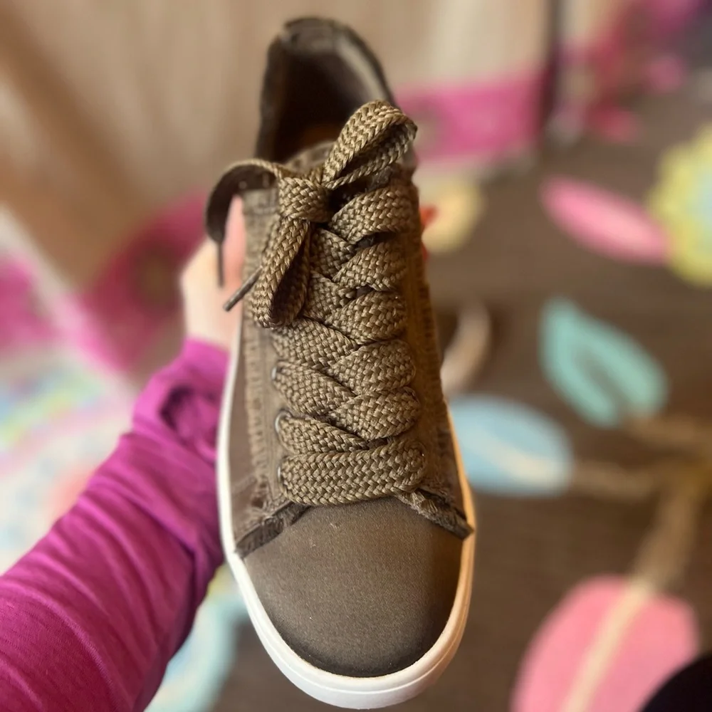Mossimo Green Sneakers | Dark Green Satin Tennis Shoes | Fun Sneakers - Picture 3 of 9
